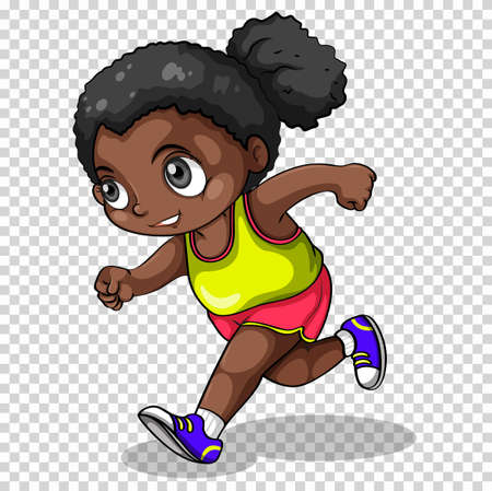 African american girl running illustrationのイラスト素材