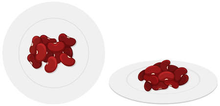 Red beans on the plates illustrationのイラスト素材