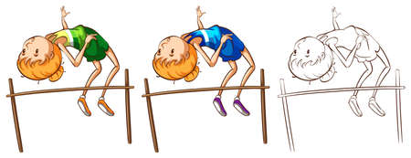 Doodle character for athlete doing highjump illustrationのイラスト素材