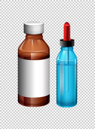 Two bottles contain medicine illustrationのイラスト素材