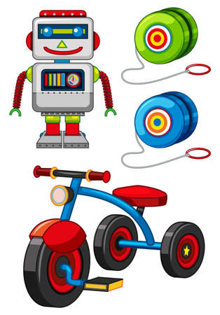 Many toys on white background illustrationのイラスト素材