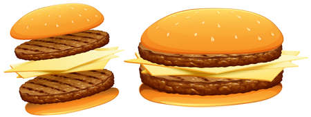 Hamburgers with beef and cheese illustrationのイラスト素材