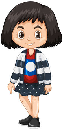 Girl wearing shirt with Laos flag illustrationのイラスト素材