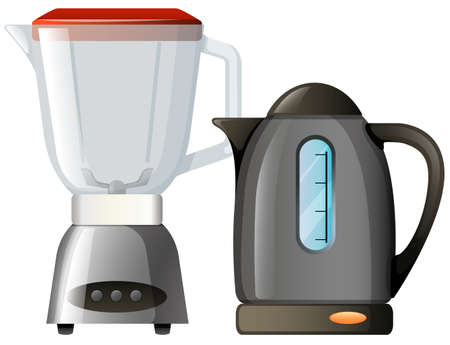 Boiler and food blender on white background illustrationのイラスト素材
