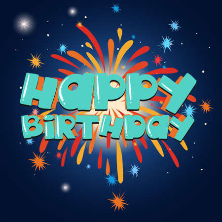 Happy birthday card template with firework in background illustrationのイラスト素材