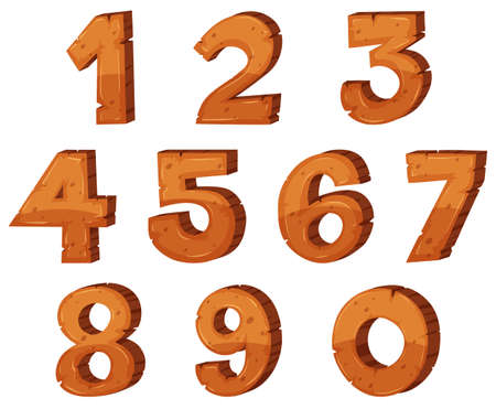 Font design for numbers one to zero illustration
