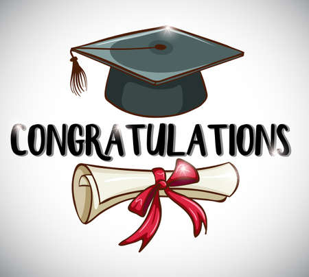 Congratulations card template with cap and degree illustrationのイラスト素材