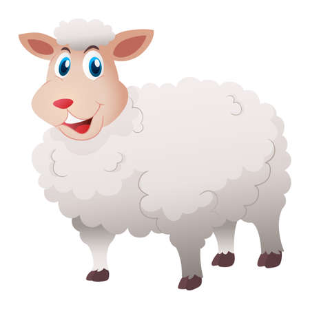 Sheep with white fur illustrationのイラスト素材