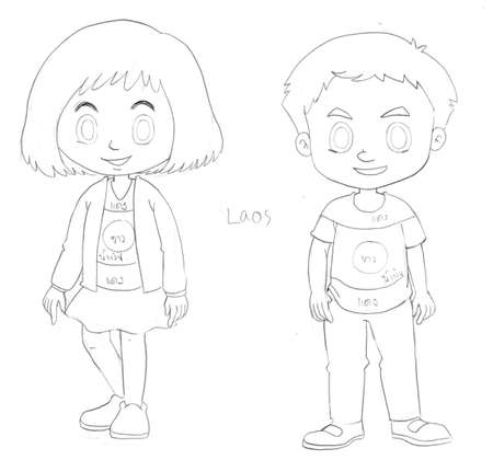 Drafting characters for kids from Laos illustrationのイラスト素材