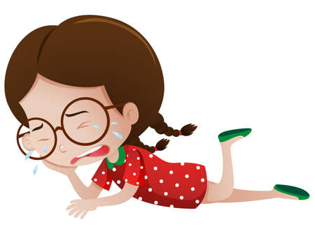 Sad girl crying with tears illustrationのイラスト素材