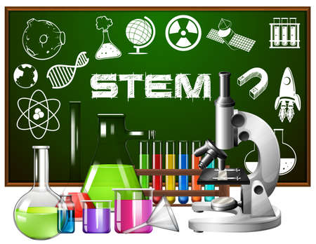 Poster design for stem education with science tools illustrationのイラスト素材