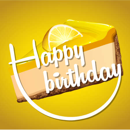 Happy birthday card template with lemon cheesecake illustration