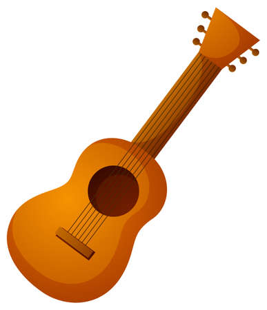 Wooden guitar on white background illustrationのイラスト素材