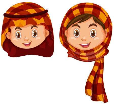 Boy and girl in Arab costume illustrationのイラスト素材