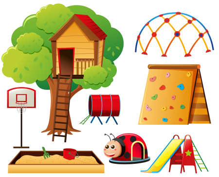Treehouse and other play stations illustrationのイラスト素材