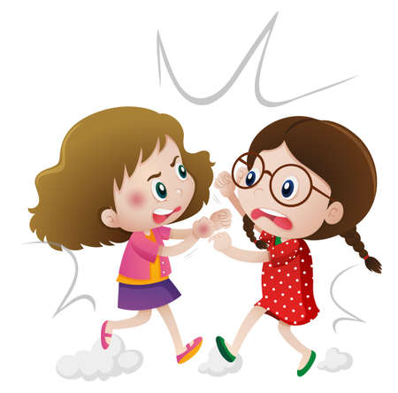 Two angry girls fighting illustrationのイラスト素材