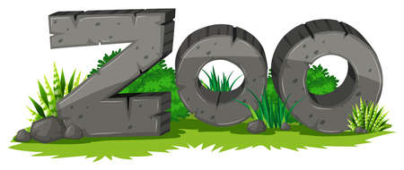 Zoo sign made of rock illustrationのイラスト素材
