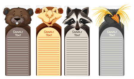 Paper template with different animal faces illustrationのイラスト素材