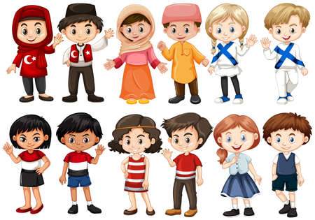 Children from different countries illustrationのイラスト素材