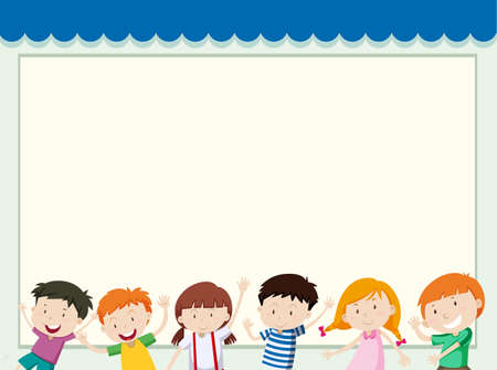 Border template with children in background illustrationのイラスト素材