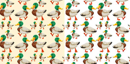 Seamless background design with ducks illustrationのイラスト素材