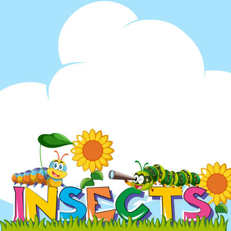 Background design with word insects illustrationのイラスト素材