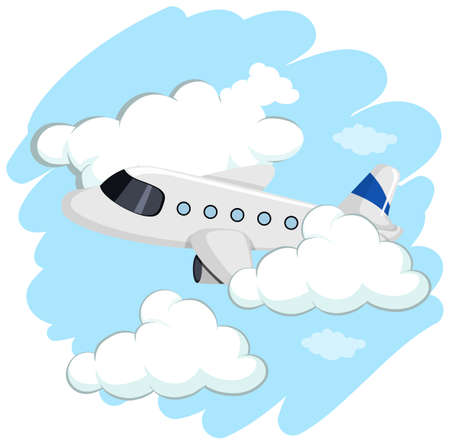 Airplane flying high in sky illustrationのイラスト素材