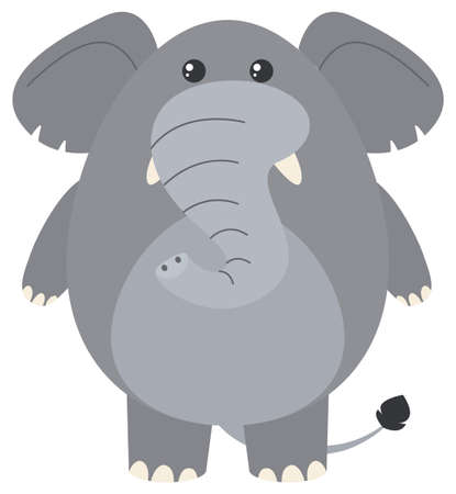Gray elephant on white background illustrationのイラスト素材