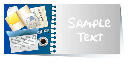 Businesscard with laptop and papers in background illustrationのイラスト素材