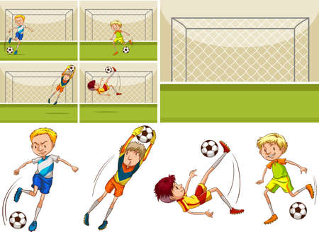 Football players in the field illustrationのイラスト素材
