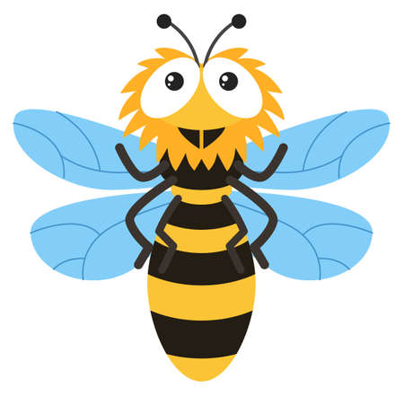 Cute bee flying on white background illustrationのイラスト素材