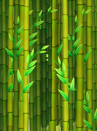 Seamless background with green bamboo illustrationのイラスト素材