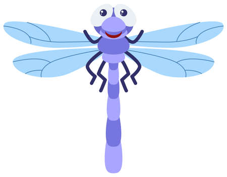Blue dragonfly on white background illustrationのイラスト素材