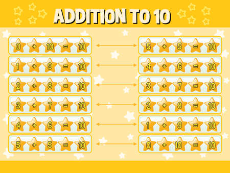 Addition to ten with yellow stars illustrationのイラスト素材