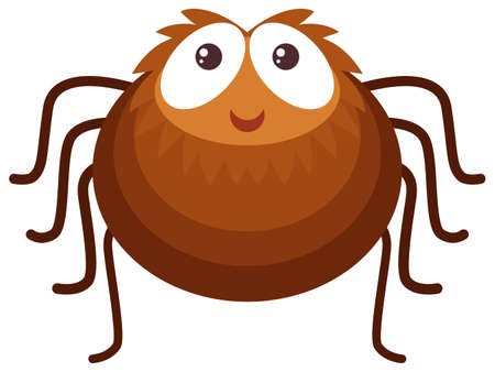 Brown spider on white background illustrationのイラスト素材