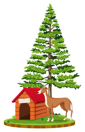 Pet dog in park illustrationのイラスト素材
