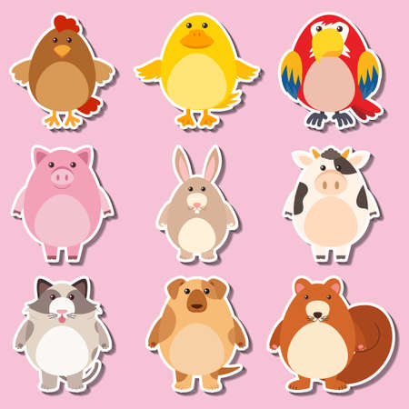 Sticker design with creature illustration.
