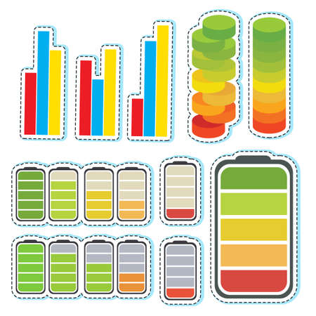 Sticker set with different levels of bars illustration.のイラスト素材