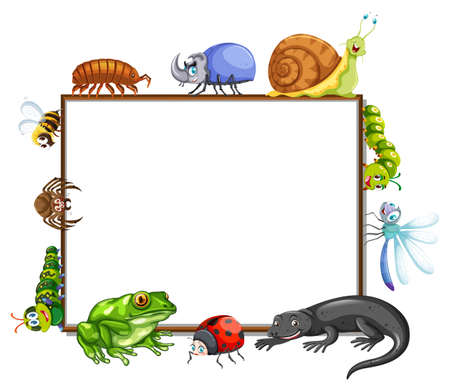 Border template with many insects illustrationのイラスト素材