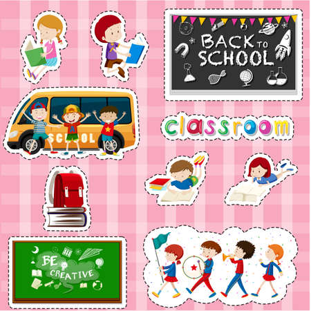 Sticker design for students and school items illustrationのイラスト素材