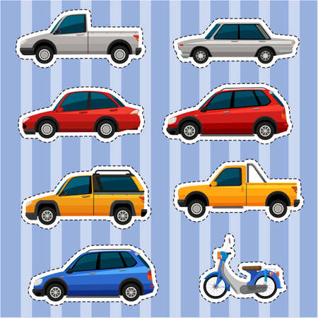 Sticker design for different kinds of vehicles illustrationのイラスト素材