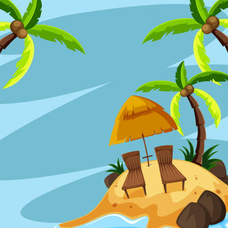 Background template with chairs on island illustration.のイラスト素材