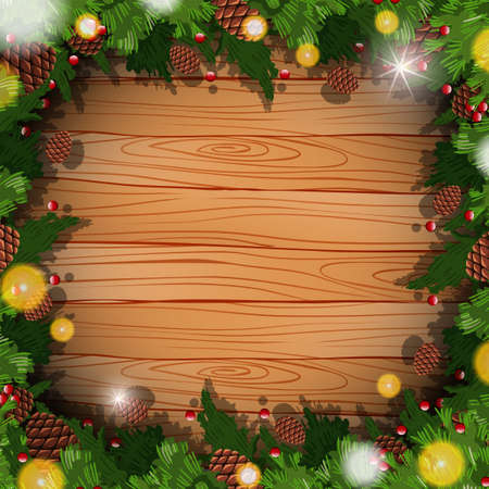 Border template with pine cone and leaves illustration.のイラスト素材