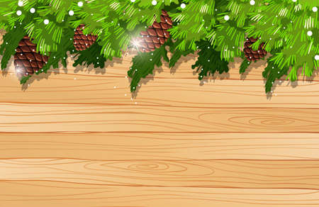 Background template with pine cone and pine leaves illustration.のイラスト素材