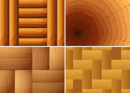 Four background texture of wood illustration.のイラスト素材