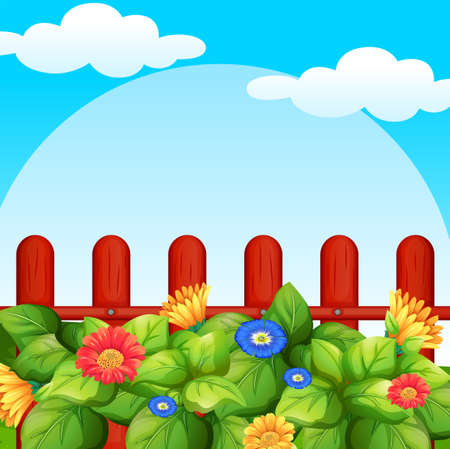 Background scene with flowers in garden illustration.のイラスト素材