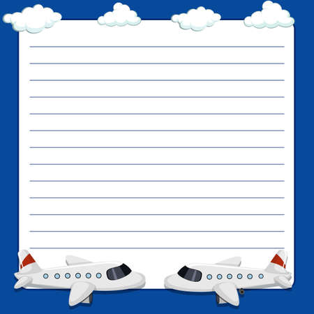 Line paper template with two airplanes illustration.のイラスト素材