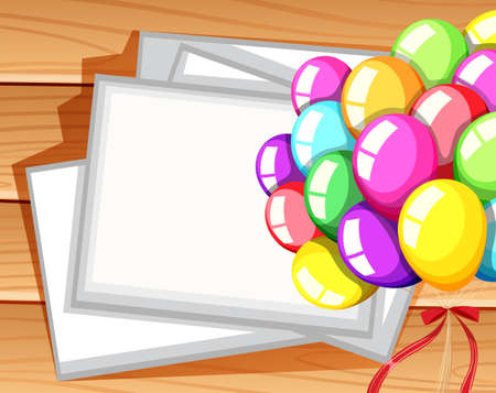 Border template with colorful balloons illustration.のイラスト素材