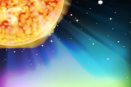Background scene with the sun in space illustration.のイラスト素材