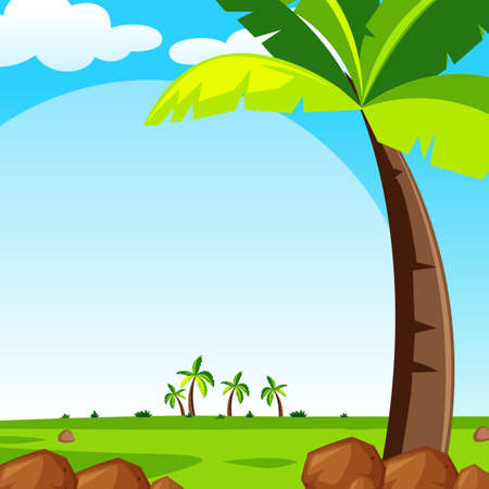 Background scene with green lawn illustration.のイラスト素材